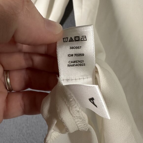 Ann Taylor Loft Blouse Womens Sm Off White Long Sleeve Button Up Shirt Roll Tab - Picture 9 of 11